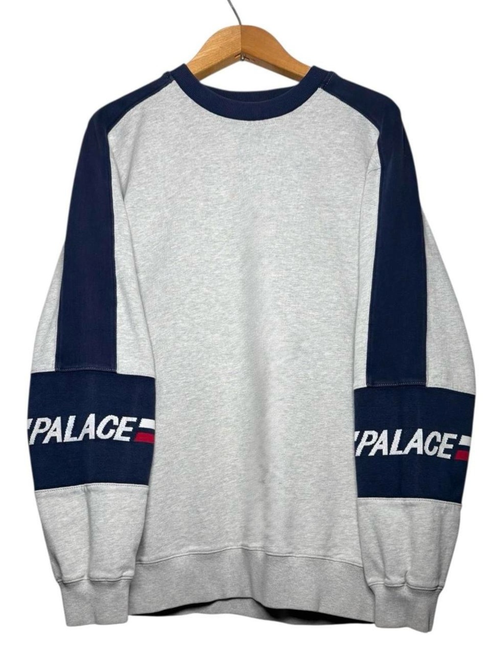 Palace Skateboards 320 Crewneck Sweatshirt Grey Navy Men’s Size Large